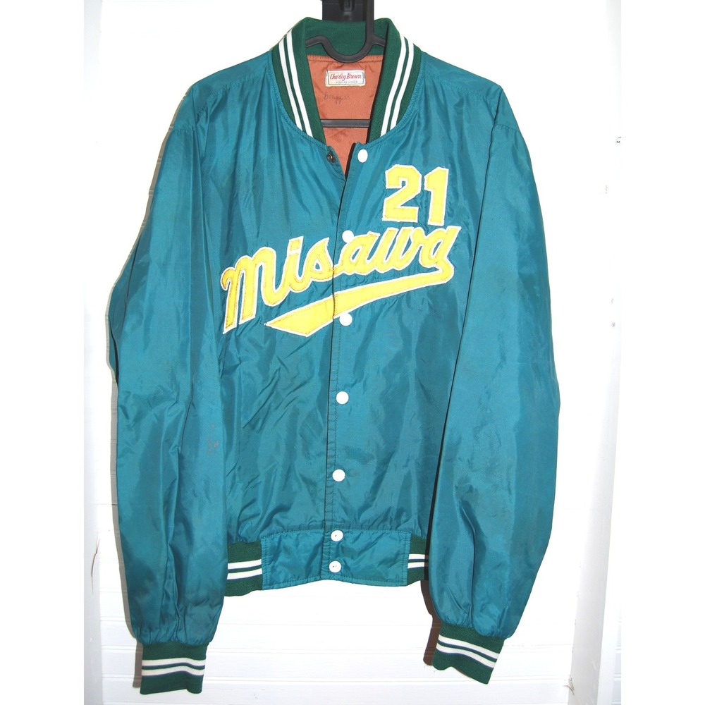 Vintage Kunsan Korean Misawa Varsity Jacket Size Medium Green Baseball button-up